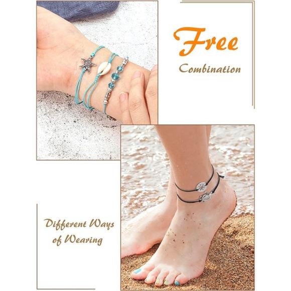 21 Pieces Surfer Bracelet Ocean Wave Adjustable Waterproof Friendship Bracelets - Picture 6 of 6